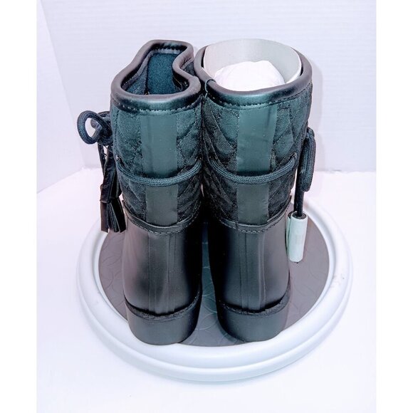 Jessica Simpson Womens Black Rubber Ankle Boots With Quilted Fabric Detailing & - Picture 5 of 7